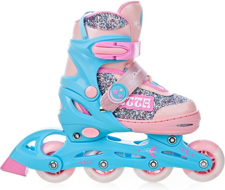 RAVEN Inline Skates Inliner für Kinder Mädchen verstellbar mit LED Leuchtrad
