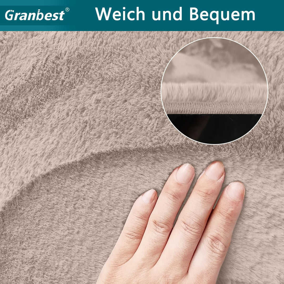 Granbest Luxus Verdicken Teppich Ähnlich Kaninchenfell Stilvolle Plüsch 1100GSM Teppich Anti-Rutsch