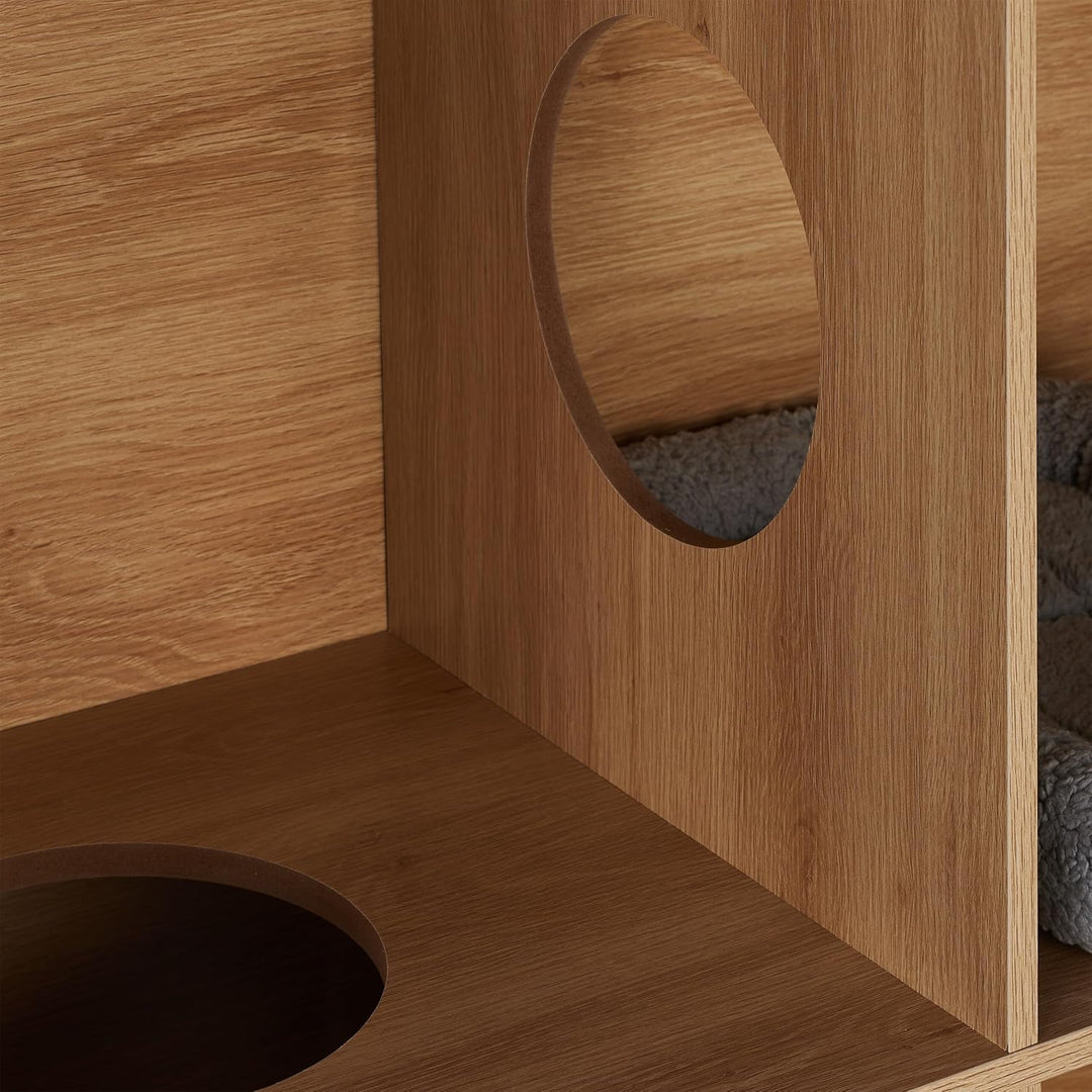 Relaxdays Katzenschrank XXL, 4 Fächer, HBT 96x75x40cm, Katzenkloversteck & Schlafplatz, Katzenkommod