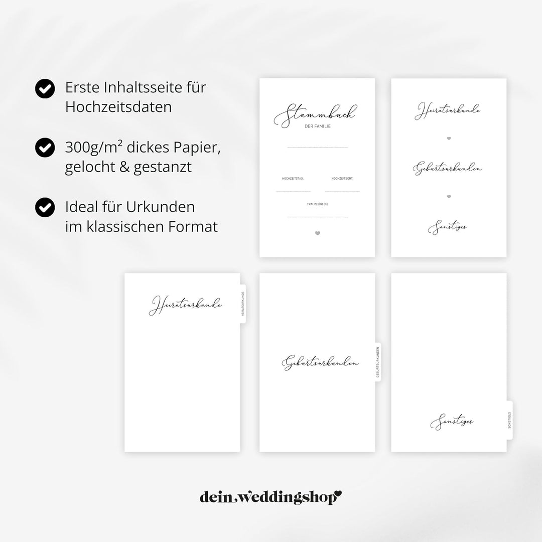 DeinWeddingshop Stammbuch der Familie - modernes Familienstammbuch - Hochzeit Standesamt - Hardcover