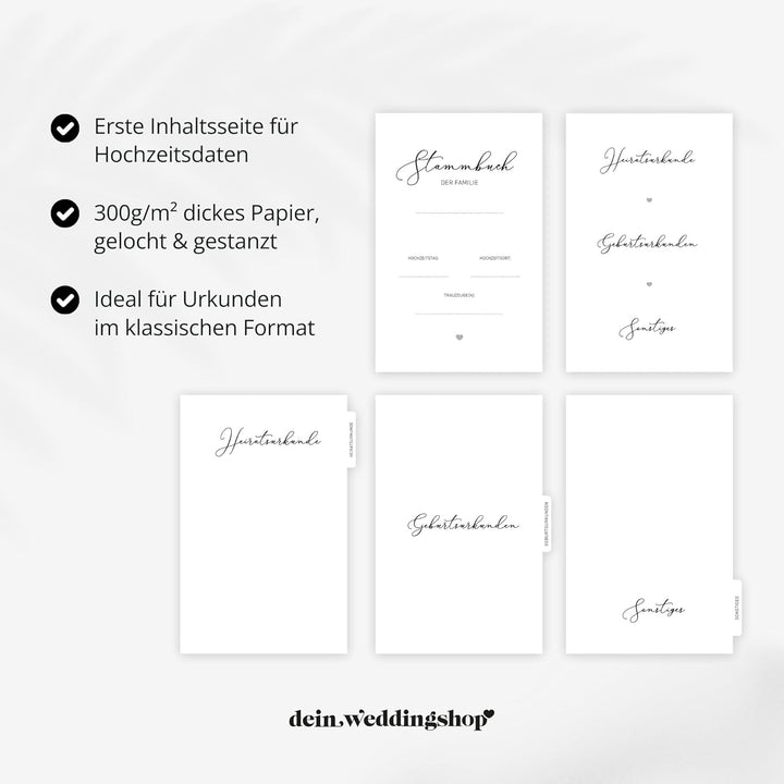DeinWeddingshop Stammbuch der Familie - modernes Familienstammbuch - Hochzeit Standesamt - Hardcover