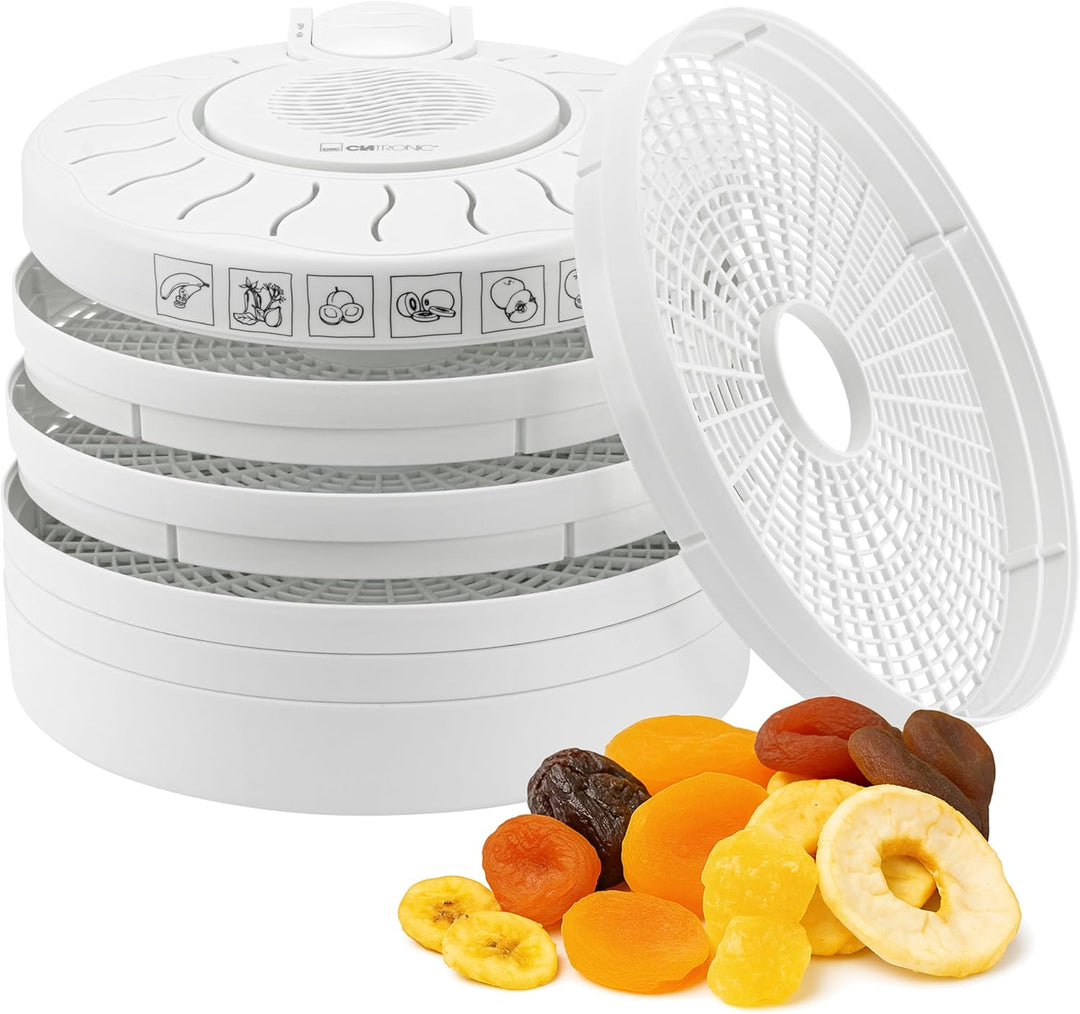 Clatronic DR 2751 Dörrautomat, 250 W mit Überhitzungsschutz, trocknet Obst, Gemüse, Kräuter, Fleisch