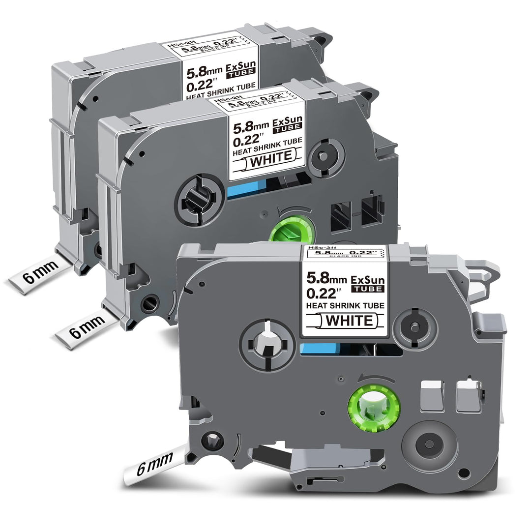 3er-Pack 5,8mm Schrumpfschlauch Etikettenband Kompatibel für Brother HSe-211 HSe211 HSc211 für PT-E3