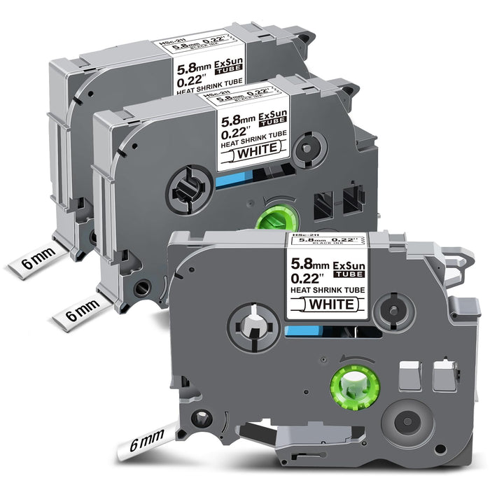3er-Pack 5,8mm Schrumpfschlauch Etikettenband Kompatibel für Brother HSe-211 HSe211 HSc211 für PT-E3