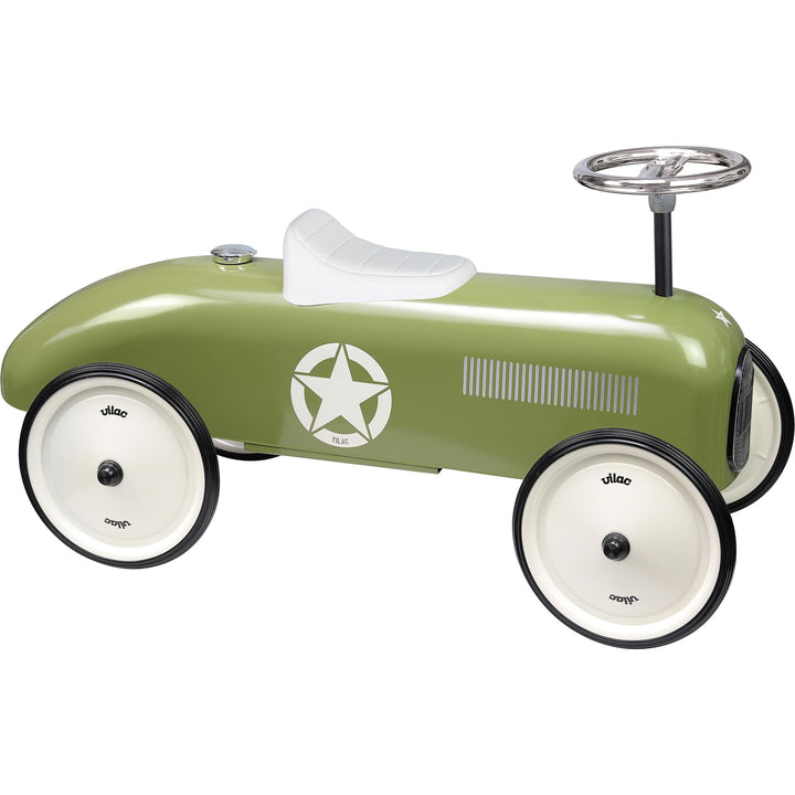 Vilac - Autoträger Vintage – Khaki – Spielzeug für Kinder oder Heimdekoration – Lenkrad – aus schick