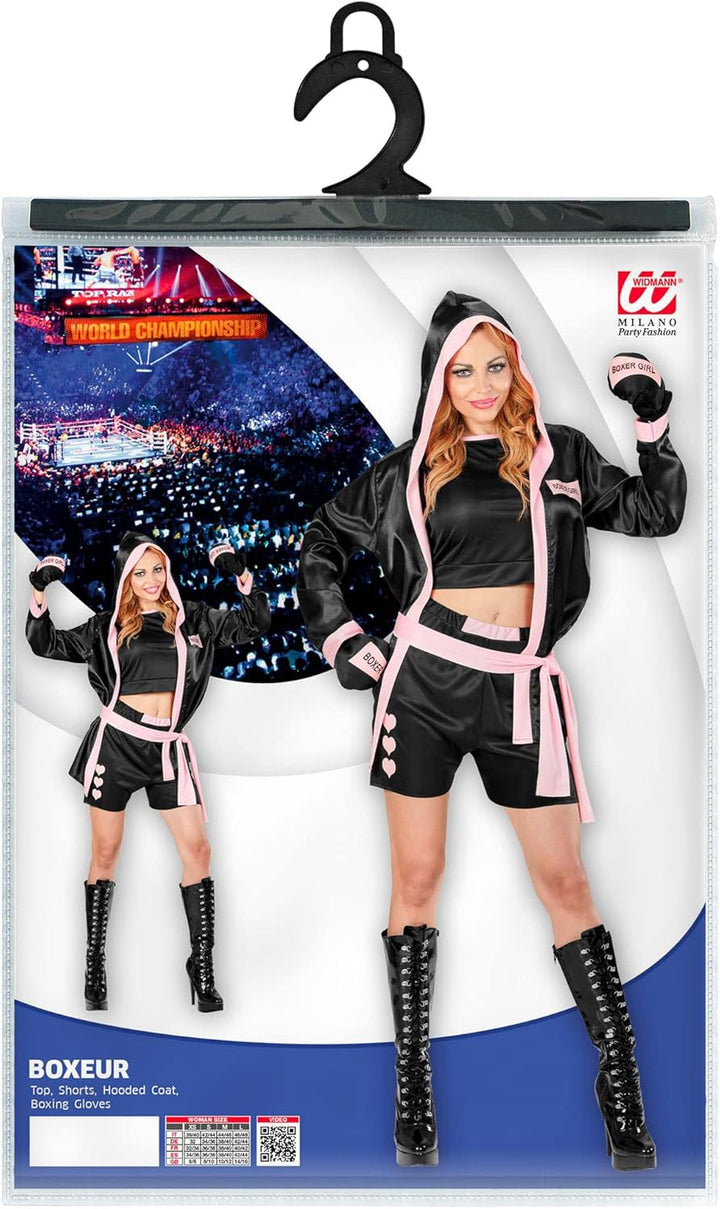 WIDMANN 73969 COSTUME DONNA PUGILE XS CASACCA NERA #739A, XS