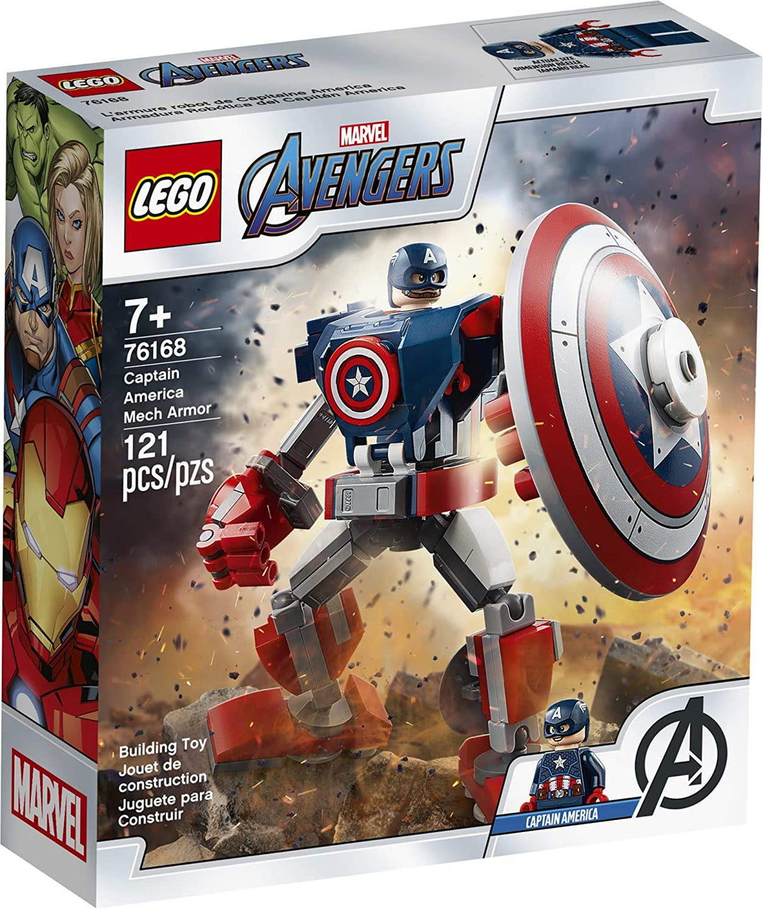 LEGO Marvel Avengers Classic Captain America Mech Armor 76168 Collectible Captain America Shield Bui