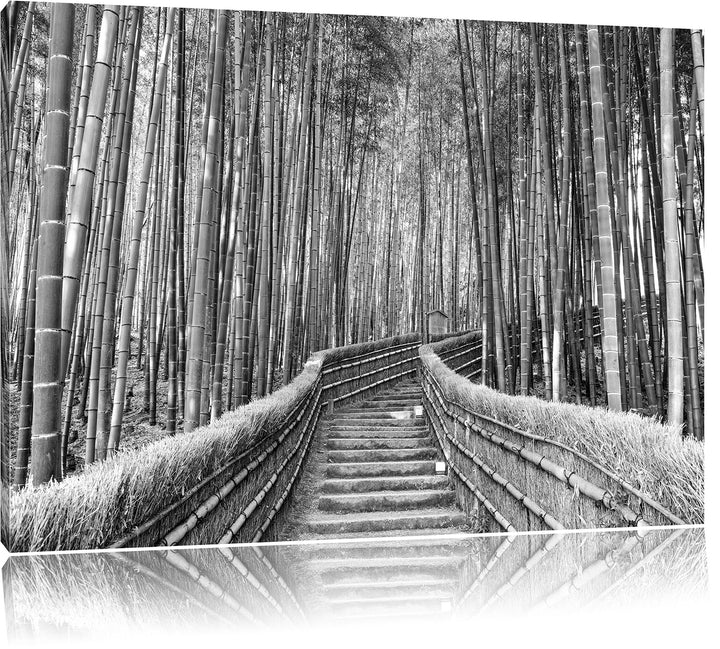 Pixxprint Kyoto Japan Bambuswald als Leinwandbild/Grösse: 100x70 / Wandbild/Kunstdruck/fertig bespan