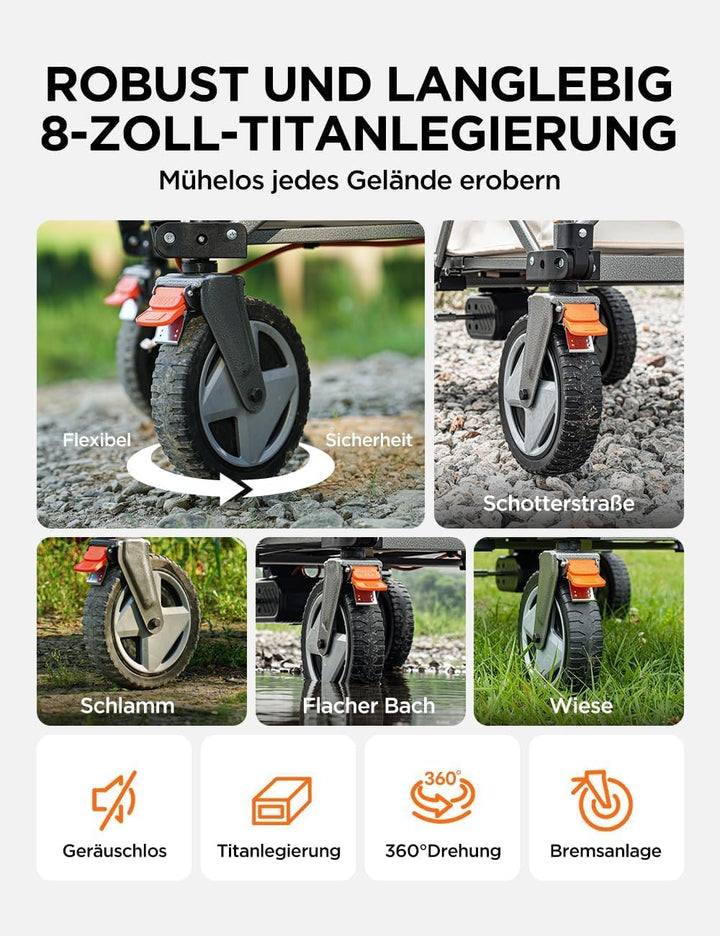 Litheli Elektrowagen Bollerwagen faltbar, Handwagen faltbar mit Motor &amp; Bremsen, 200L 60KG geeignet