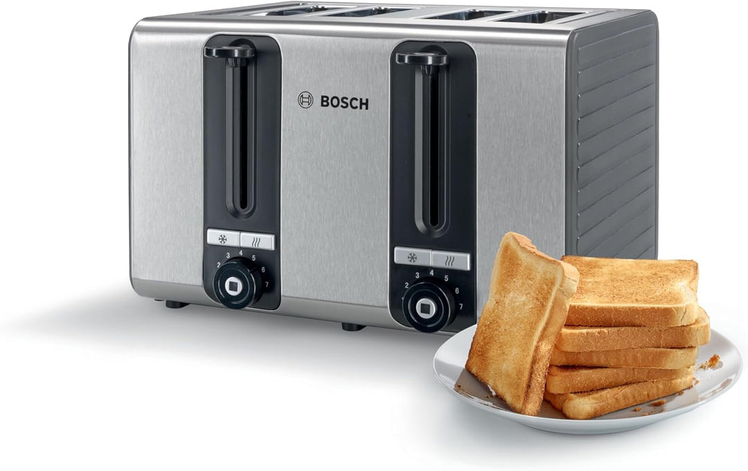 Bosch 4-Schlitz Toaster TAT7S45, mit Abschaltautomatik, mit Auftaufunktion, ideal für 4 Scheiben Toa