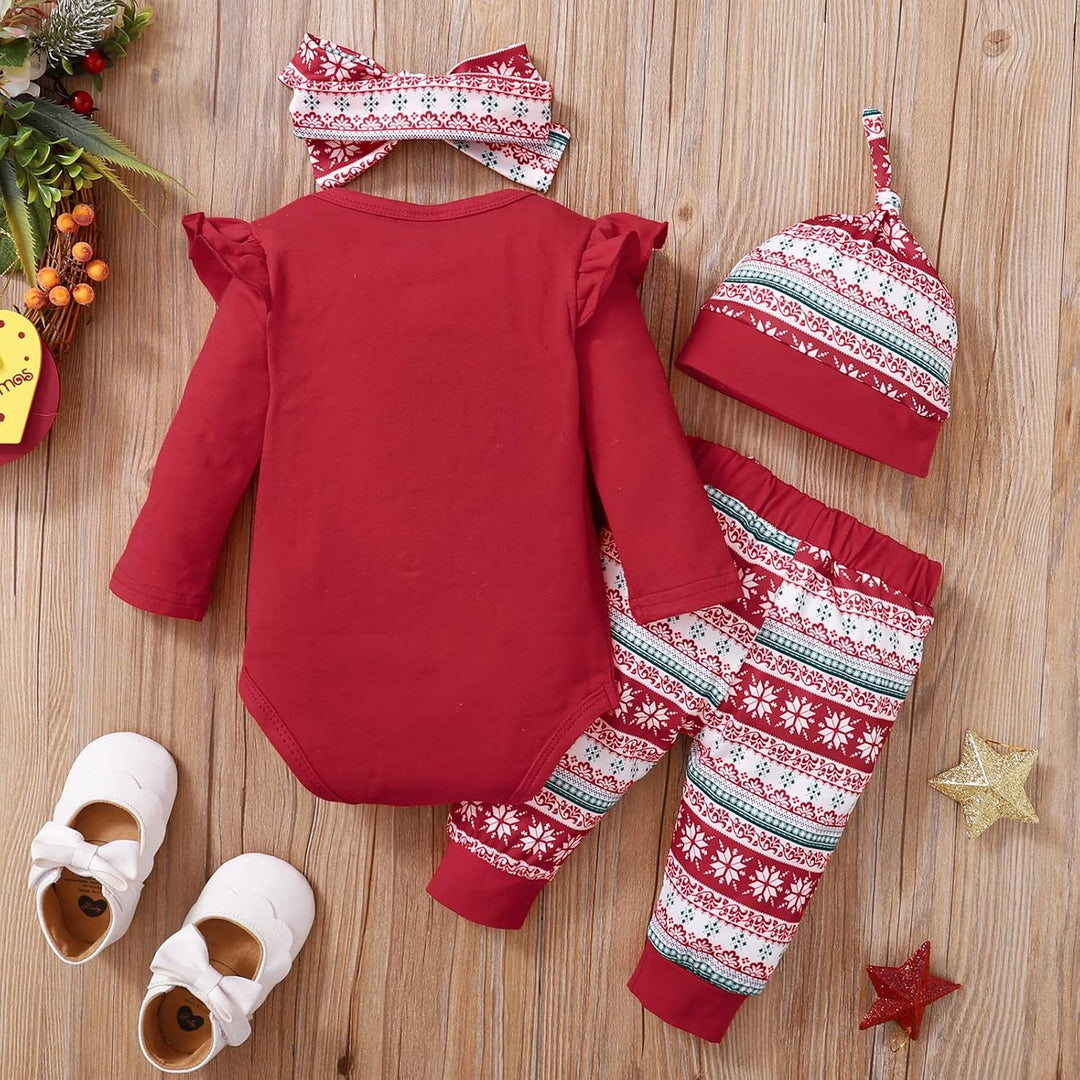 Verve Jelly Kleinkind Baby Mädchen My 1st Christmas Outfits Xmas Strampler Langarm Brief Print Bodys