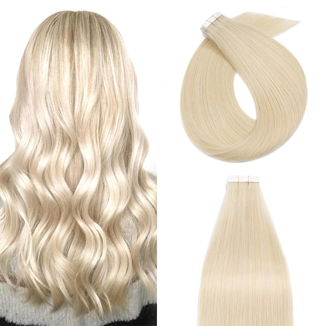 Silk-co Tape Extensions Echthaar 20stk, Haarverlängerung Tape in Extensions Echthaar, Remy Haarexten