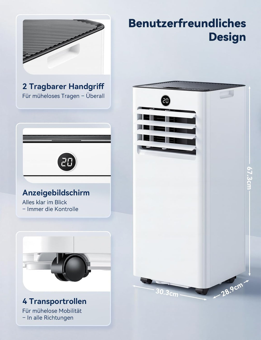 JUMMICO Mobile Klimaanlage 6000 BTU mit Abluftschlauch & Fensterkit, Medium
