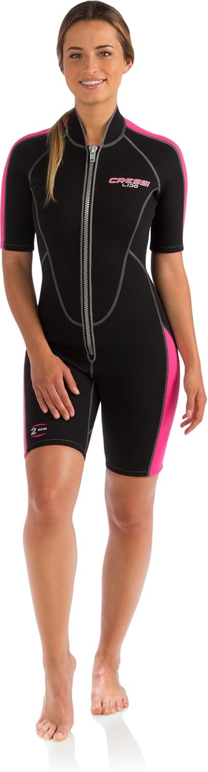 Cressi Women's Short Front Zip Wetsuit for Surfing, Snorkeling, Scuba Diving -Lido Short Lady pink/s