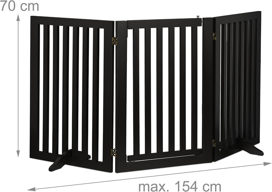Relaxdays Absperrgitter, HxB: 70x154 cm, faltbar, mit Tür & Füssen, freistehendes Hunde Schutzgitter