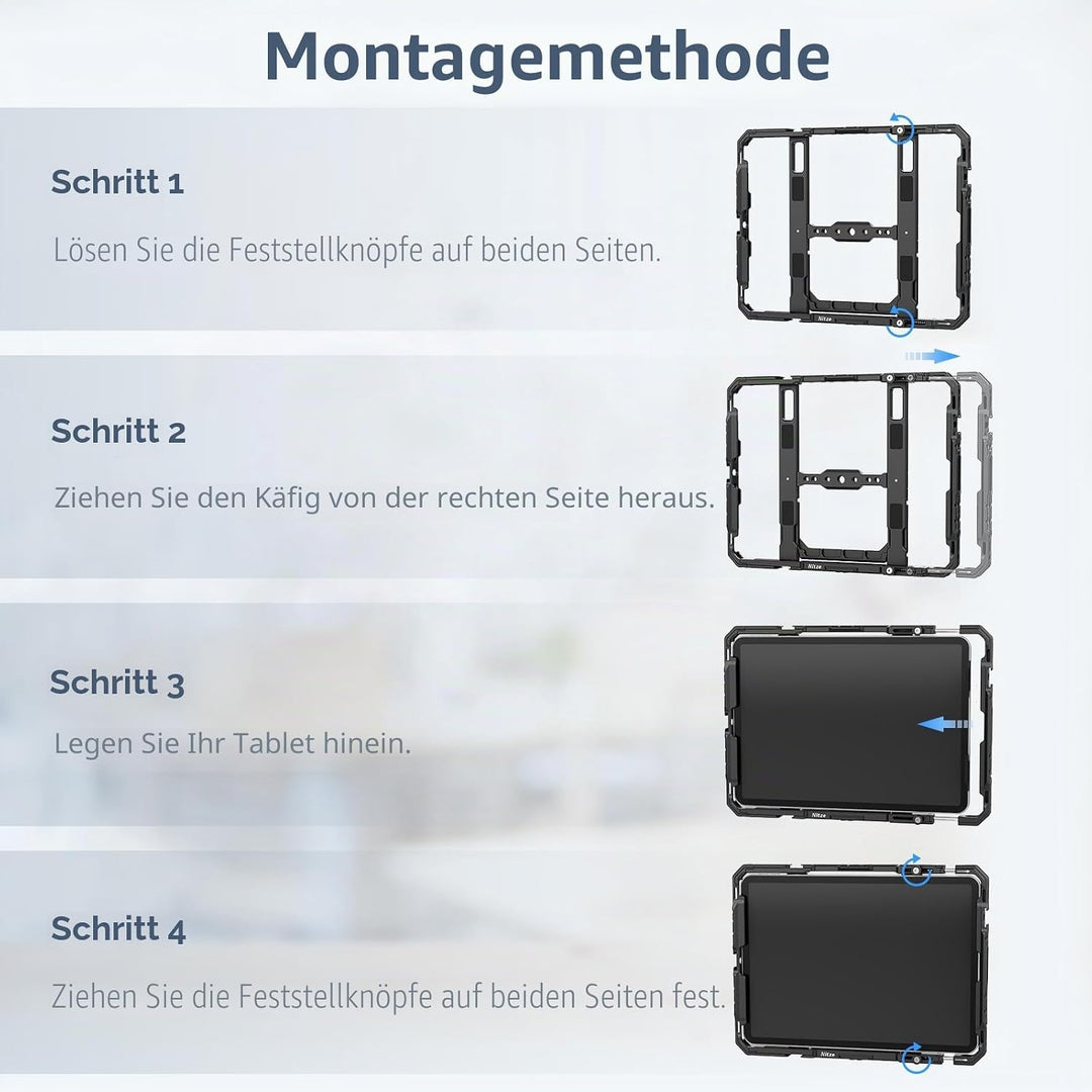 Nitze iPad Cage für iPad/iPad Air/iPad Pro 9.7"/10.5"/11", iPad Cage mit Eingebautem Cold Shoe und M