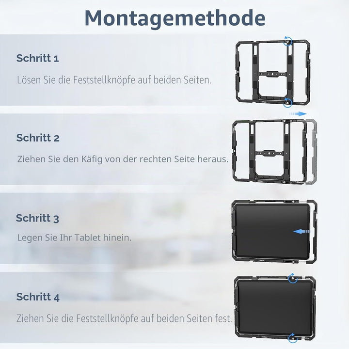 Nitze iPad Cage für iPad/iPad Air/iPad Pro 9.7"/10.5"/11", iPad Cage mit Eingebautem Cold Shoe und M
