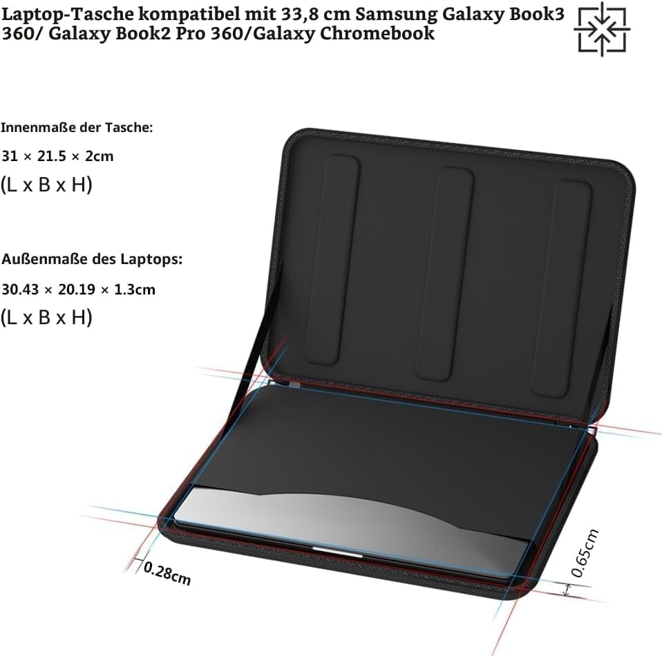 Smatree Samsung Galaxy book3 13 Zoll Hartschalen, Tragetasche für Samsung book3 360 13,3 Zoll, mit H