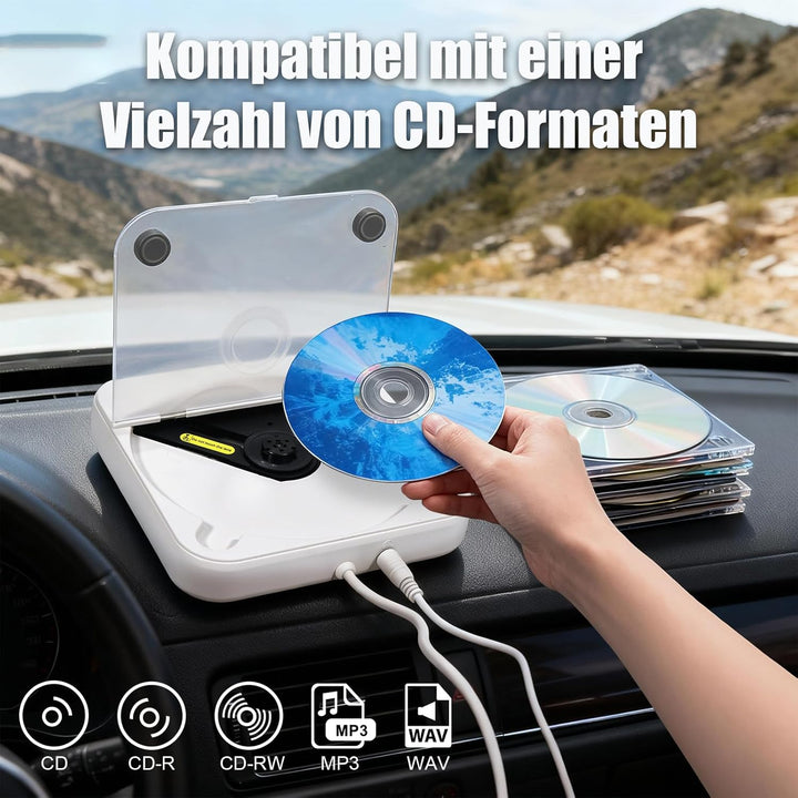 CD Player für Auto,Extern Universal Auto CD Player mit USB-Anschluss, AUX-Anschluss, Extra Controlle