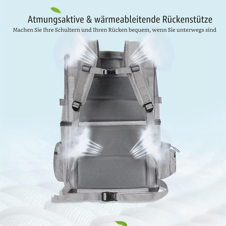 Rucksack für 2 Katzen, 2-in-1, abnehmbares Doppelfach, bis zu 12 kg, Transporttasche, faltbar und be