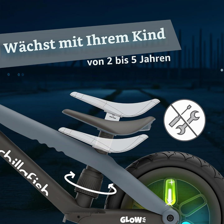 Chillafish BMXIE Laufrad, 12 Zoll Kinderlaufrad mit Bremse, Leuchträdern, als Motorrad Version oder
