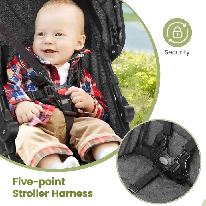 Kinderwagen, Reisekinderwagen mit faltbarem Kinderwagen mit verstellbarem Verdeck, zusammenklappbare