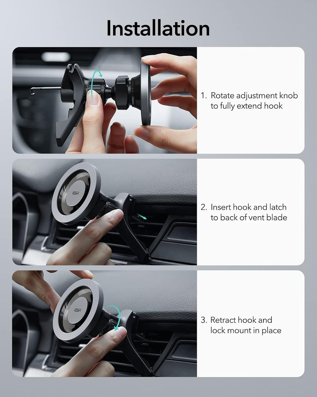 ESR HaloLock Magnetische Auto Handyhalterung, Kompatibel mit MagSafe Autohalterung, Kompatibel mit i