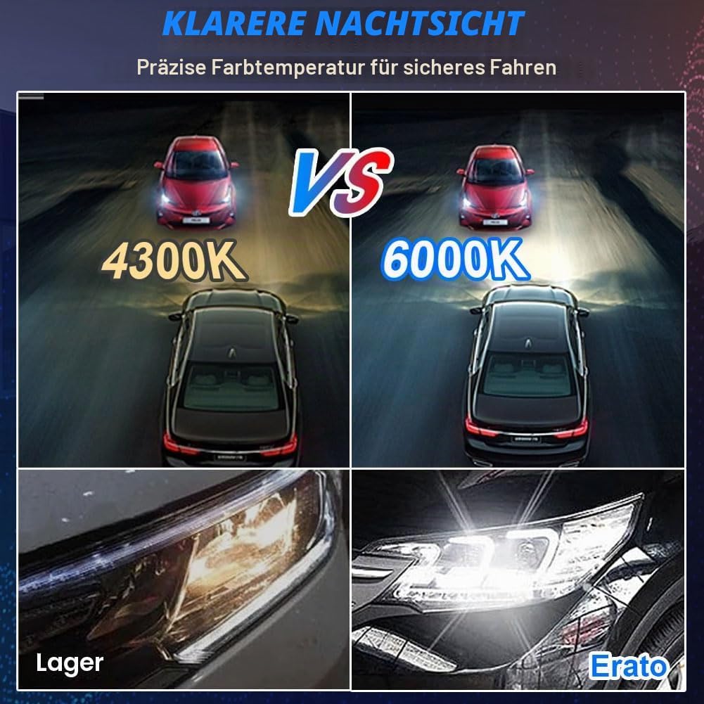 Erato D2S Xenon Brenner HID Scheinwerferbirnen, 6000K 35W Diamond Weisslicht Birnen Entladungslampe