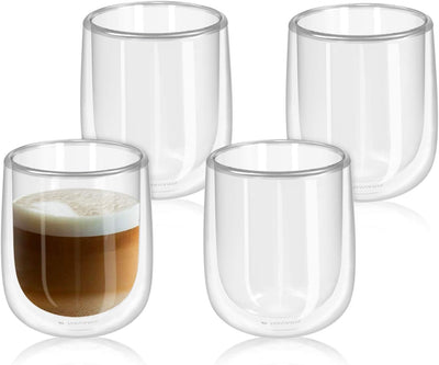 Navaris 4x doppelwandige Gläser 450ml - Thermogläser für Cappuccino Latte Macchiato Tee Wasser Cola