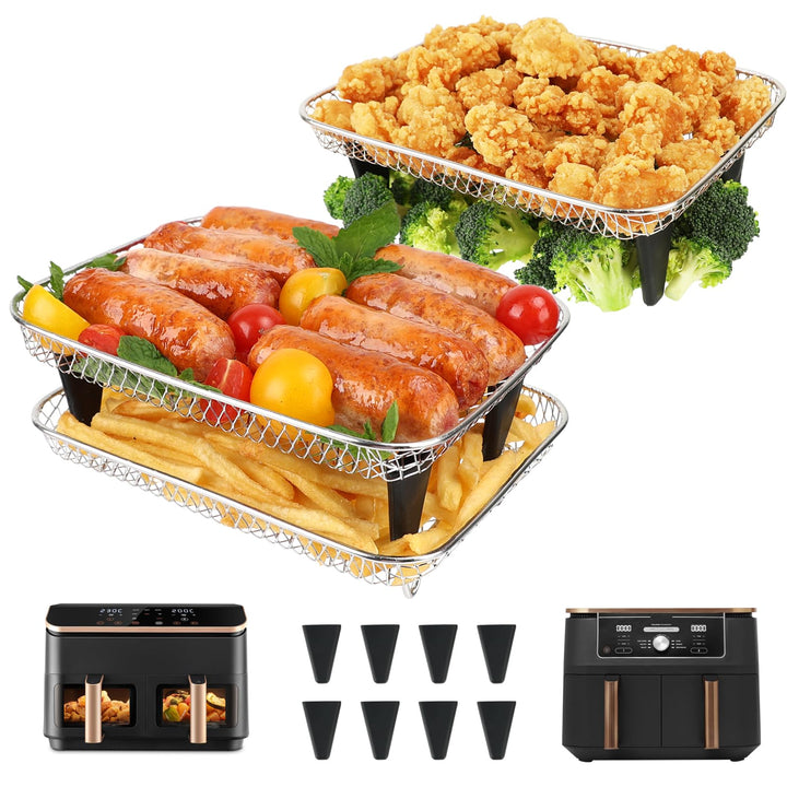 YQL Airfryer Zubehör Grosse Grillrost für COSORI Heissluftfritteuse 2 Kammern Airfryer 8,5L/Ninja Fo