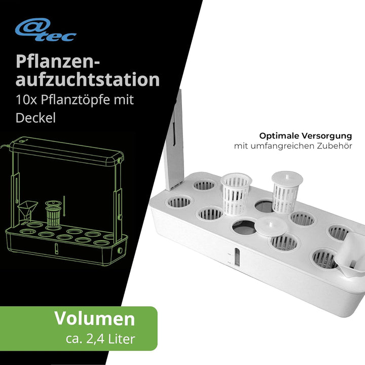 @tec Mini Pflanzenaufzuchtstation ca. 48x18cm, Zimmergewächshaus, Anzuchtkasten ideal für Kräuter &