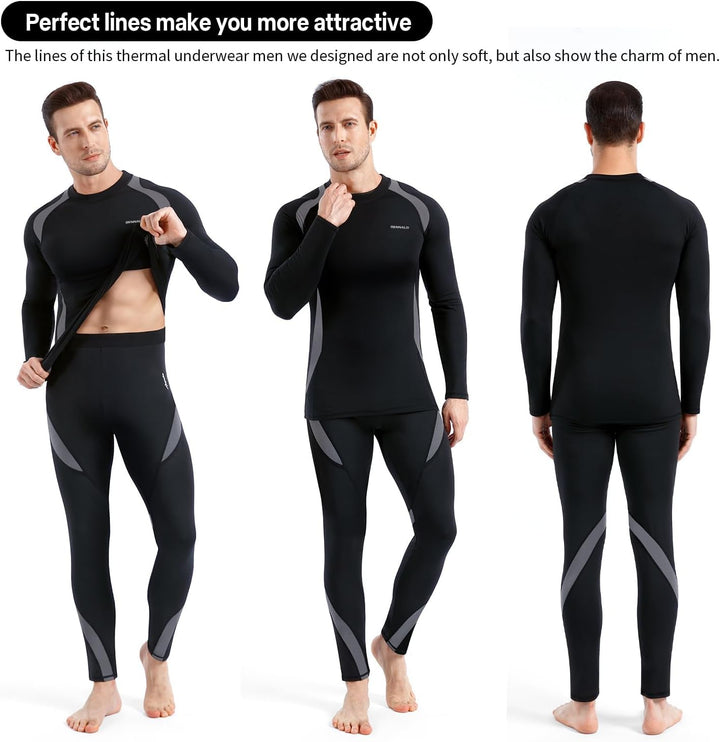BENNALD Thermounterwäsche Herren, Skiunterwäsche Winter Thermowäsche Set Funktionsunterwäsche Warm W