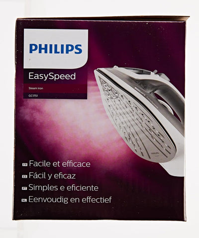 Philips GC1751/80 Dampfbügeleisen EasySpeed ( 2000 W, Keramik-Bügelsohle, 220ml Wassertank) grau 100