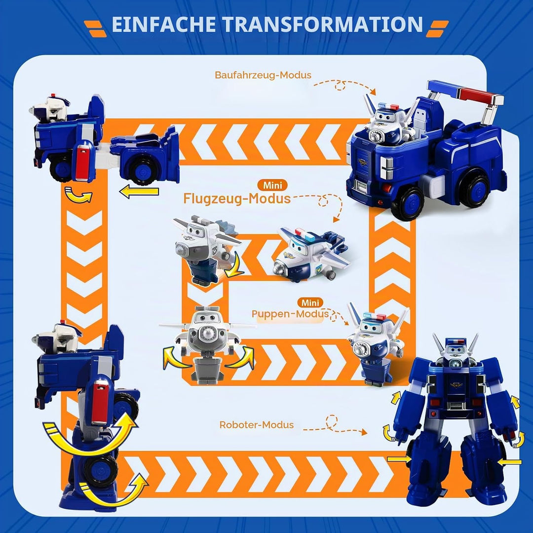 SUPER WINGS – VERWANDELBARES ROBOTERFAHRZEUG "PAUL’S CRUISER" 18 cm + 1 FIGUR 5 cm – Wagen und Spiel