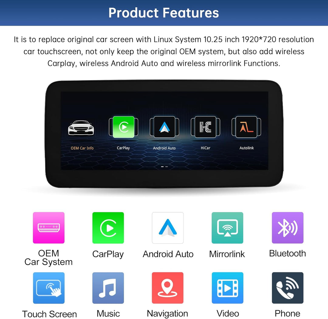 Road Top 12.3 Zoll Ultra-schmal Carplay Radio Touchscreen für Mercedes Benz A/C/V Klasse GLA CLA W17