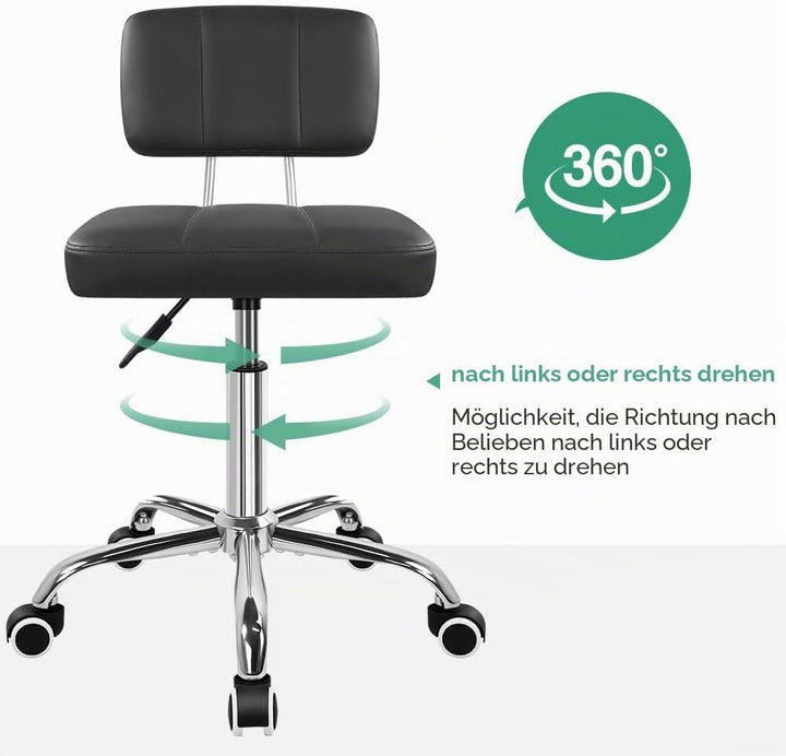 FURWOO Minimalistischer quadratischer Bürostuhl mit Rückenlehne 360-Grad-Drehhocker mit Rollen höhen
