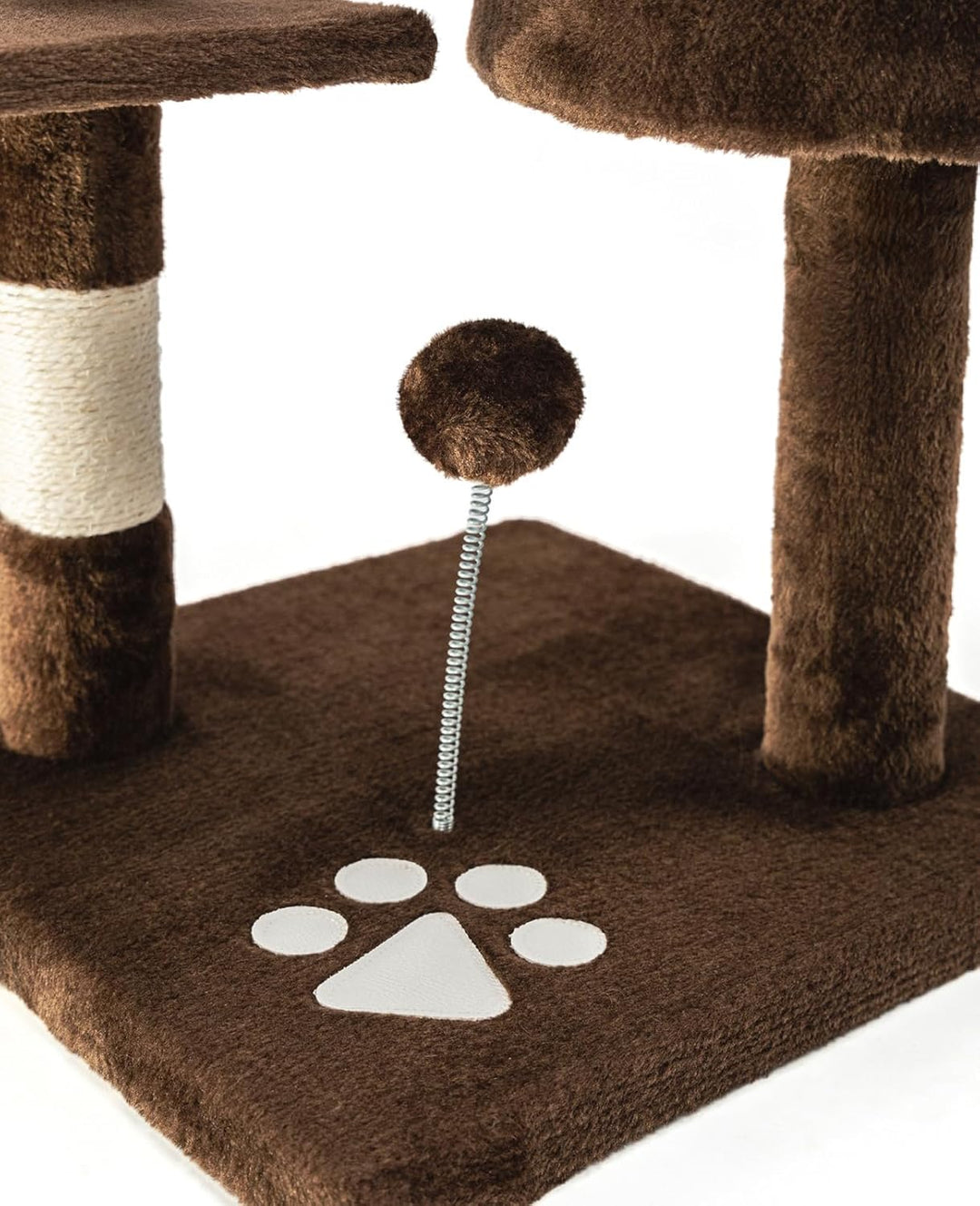 lionto Kratzbaum für Katzen mit 2 Plüschbällen & Spielseil, Höhe 112 cm, Katzenbaum mit Sisalseil &