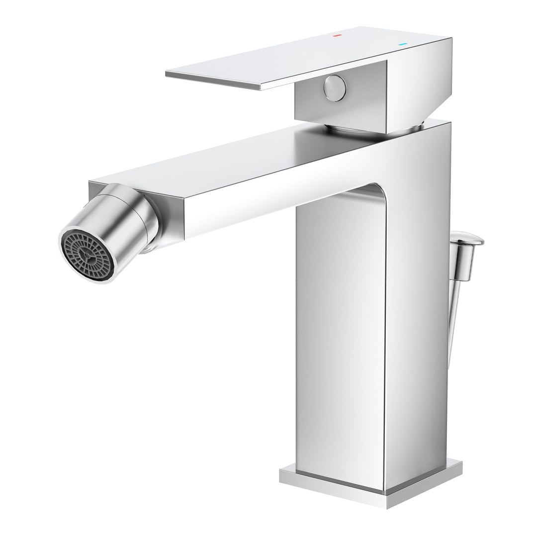 Faustina Einhelmischer Bidet-Armatur Toilette mit Zugstange und Ablaufgarnitur, Bidetmischer Einhebe