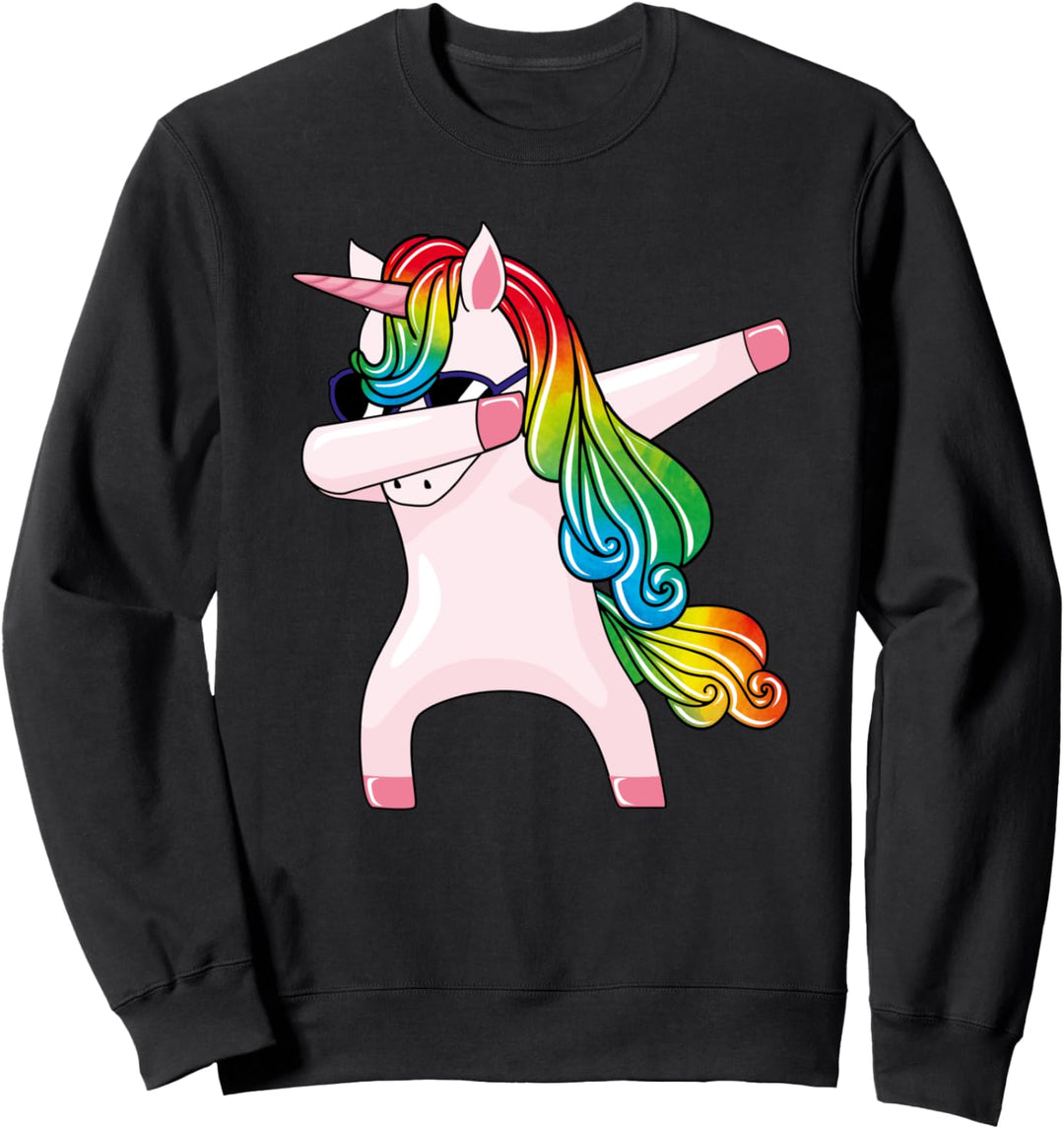 Einhorn in Sonnenbrille tupfen Regenbogen Einhorn tupfen Ein Sweatshirt