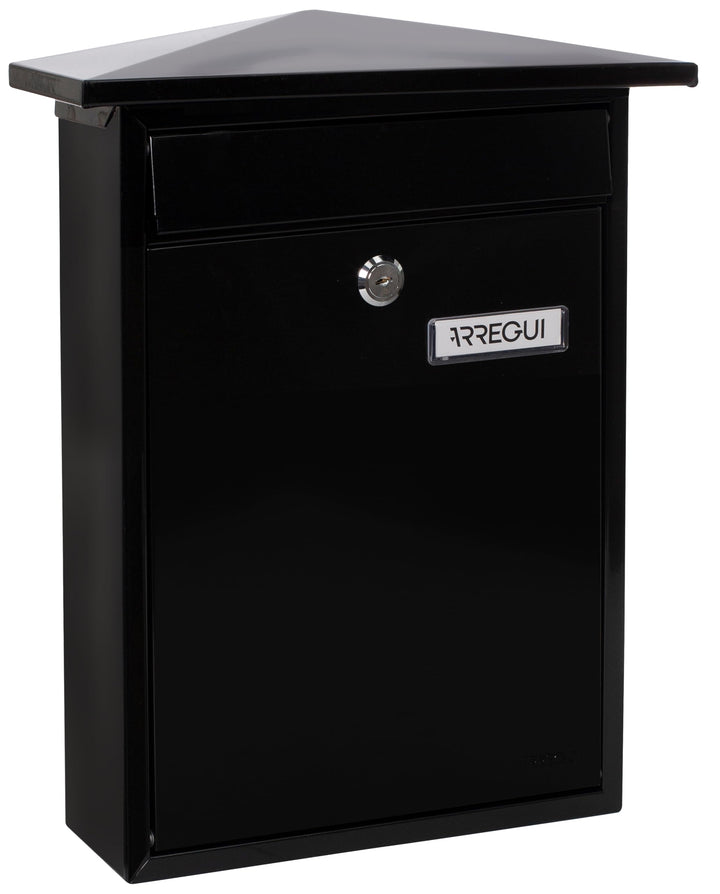 Arregui Home E5714 Individueller Briefkasten aus Stahl, Grösse M (DIN A4), Schwarz, Schwarz