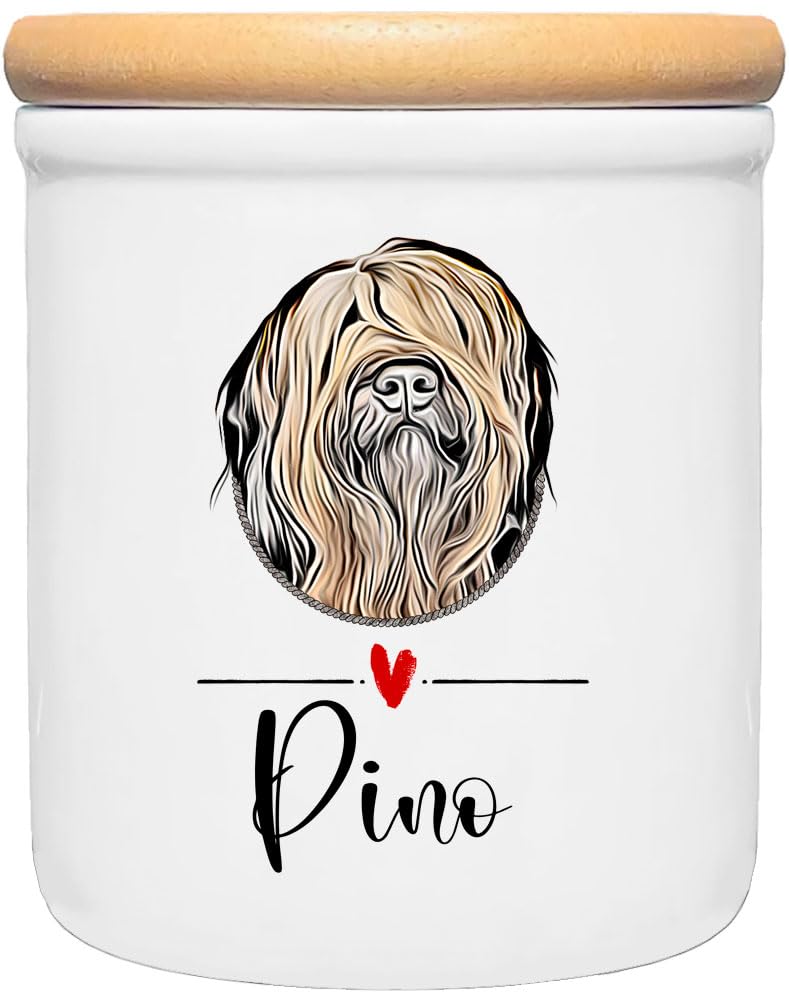 Cadouri Keramik Leckerlidose Hund mit BRIARD (Cartoon) - personalisiert - mit Name deines Hundes┊Sna