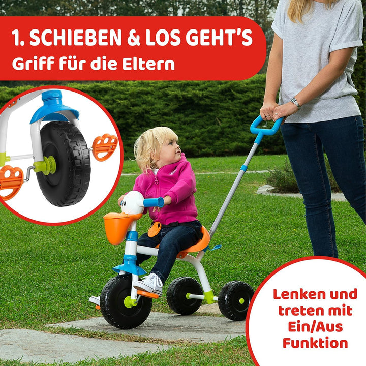 Chicco Pelikan Kinderdreirad, Dreirad für Mädchen und Jungen mit höhenverstellbarem Lenker, Sicherhe
