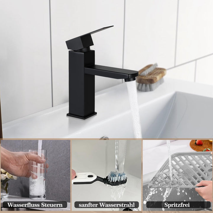 Wasserhahn Badezimmer Schwarz Waschbeckenarmatur - Waschtischarmatur Armatur Waschbecken Mischbatter