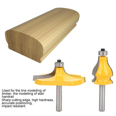2 Stück Fräser, 8 mm Schaft Handlauf & Tischkante Fräser Set Holzbearbeitungsfräser mit Lager
