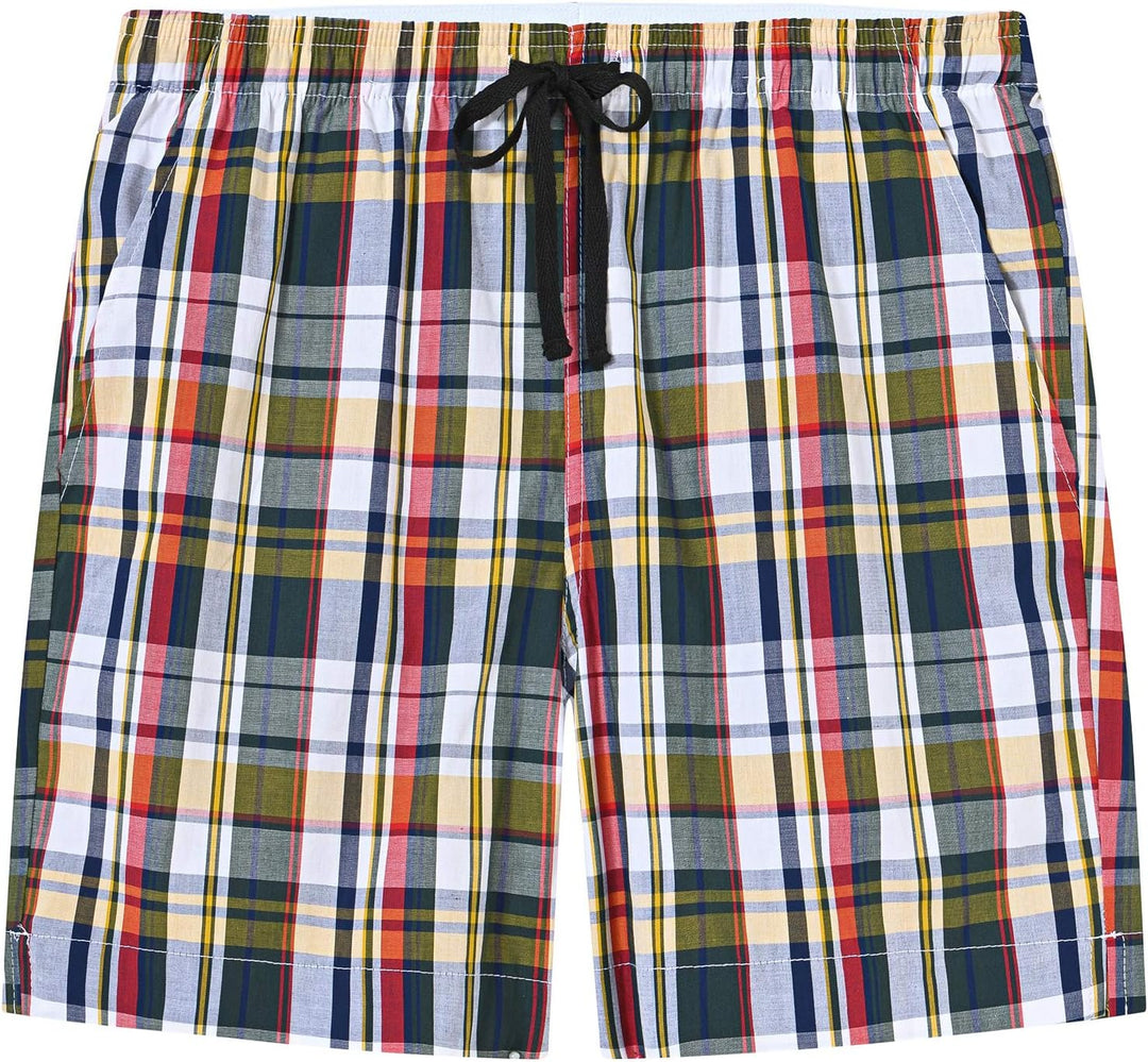 MoFiz Schlafshorts Jungen Baumwolle Kurz Pyjamahose Schlafanzug Karierte Hose Loungewear Nachtwäsche