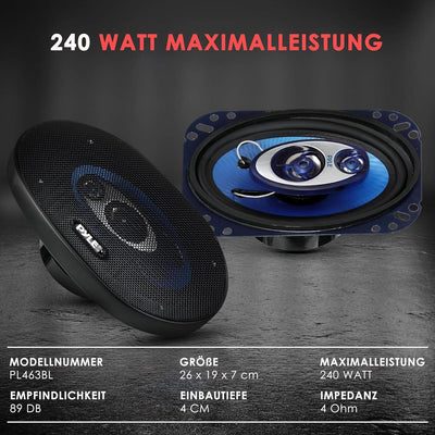 PYLE AUDIO INC Pyle B00026BMBI 3-Weg Lautsprecher (Paar, 240 Watt), Blau