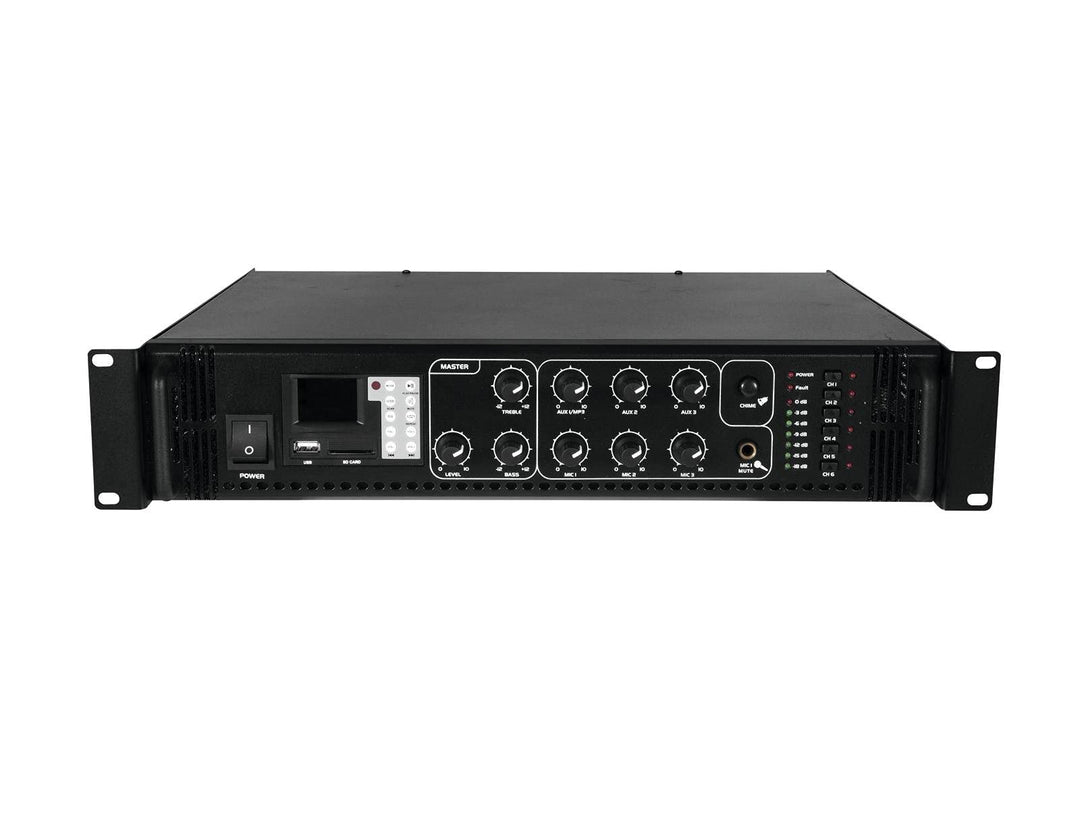 OMNITRONIC MPZ-120.6P ELA-Mischverstärker | 6-Zonen-ELA-Mono-Mischverstärker mit MP3-Player & IR-FB,