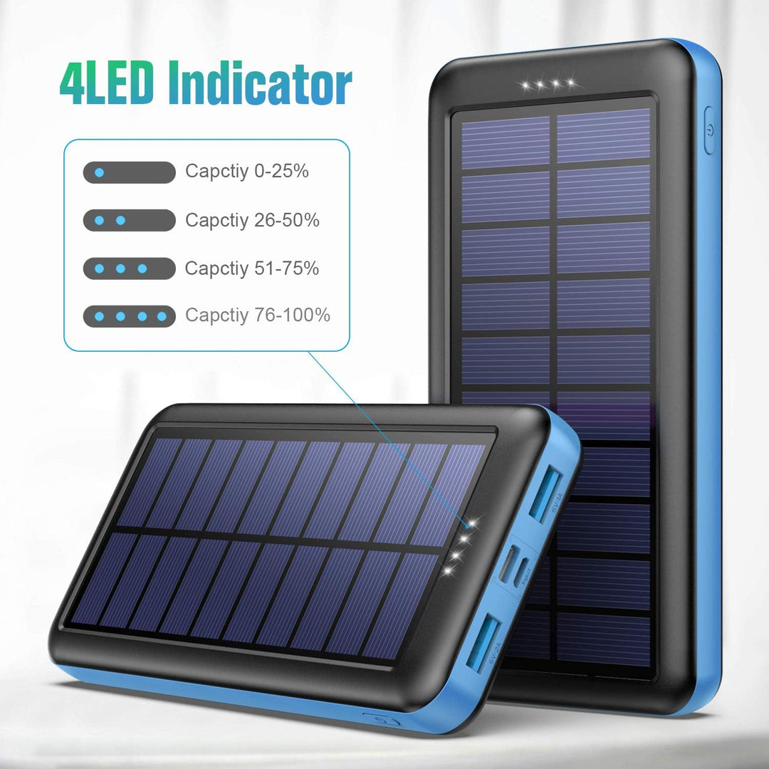 Feob Solar Powerbank 26800mAh, [2026 Upgrade Steuerungs-IC] Solar Ladegerät 2 USB Aufladen Externer