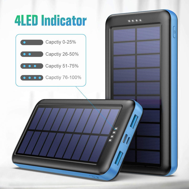 Feob Solar Powerbank 26800mAh, [2026 Upgrade Steuerungs-IC] Solar Ladegerät 2 USB Aufladen Externer