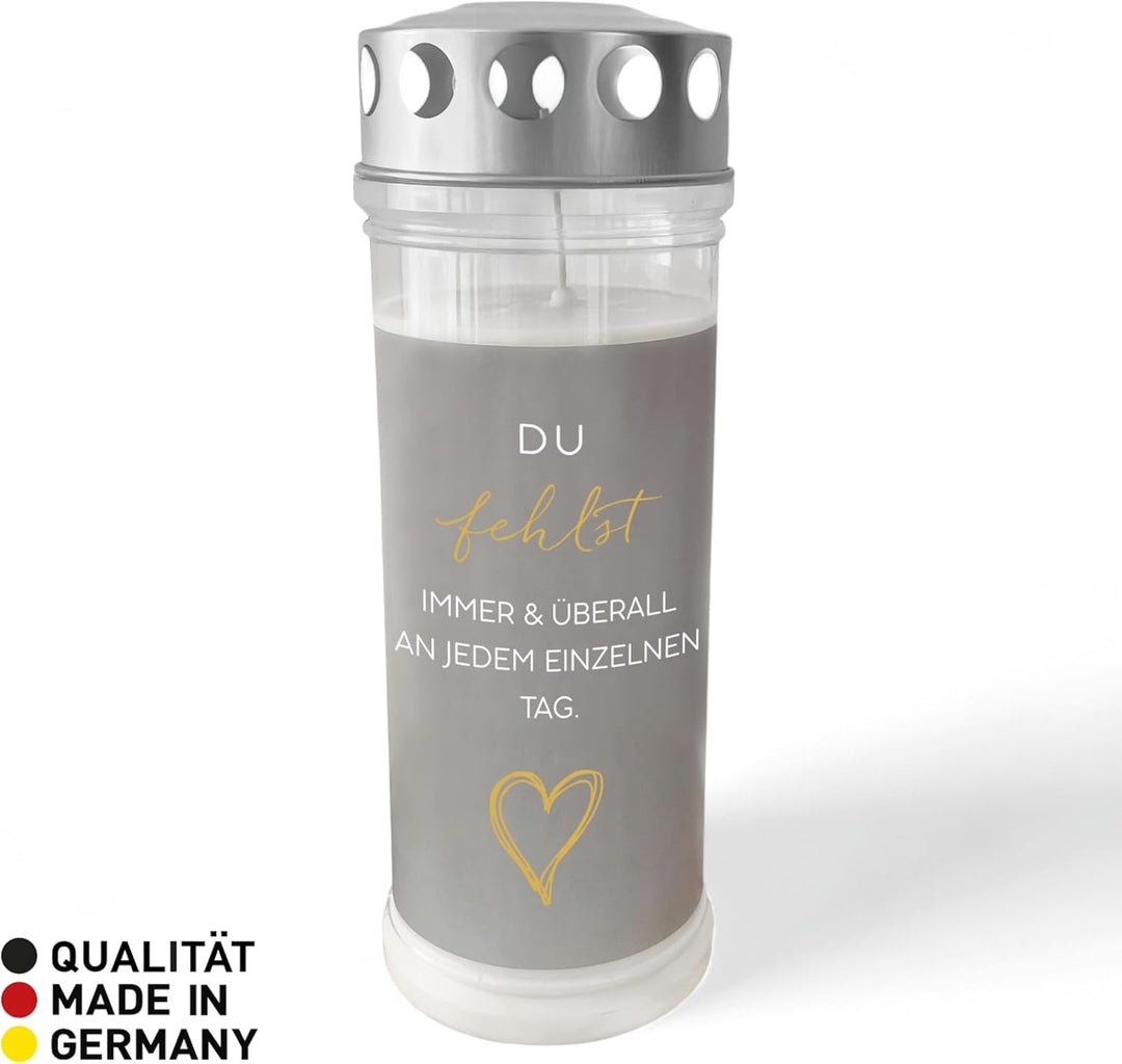 DOLORINO Grablicht mit Spruch "Du fehlst immer und überall an jedem einzelnen Tag" | 3er Set | 7-Tag
